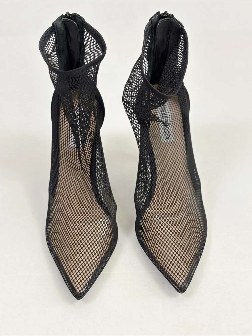 Steve Madden Vielo Black Suede Mesh Pointed-Toe Booties in Black Size 9